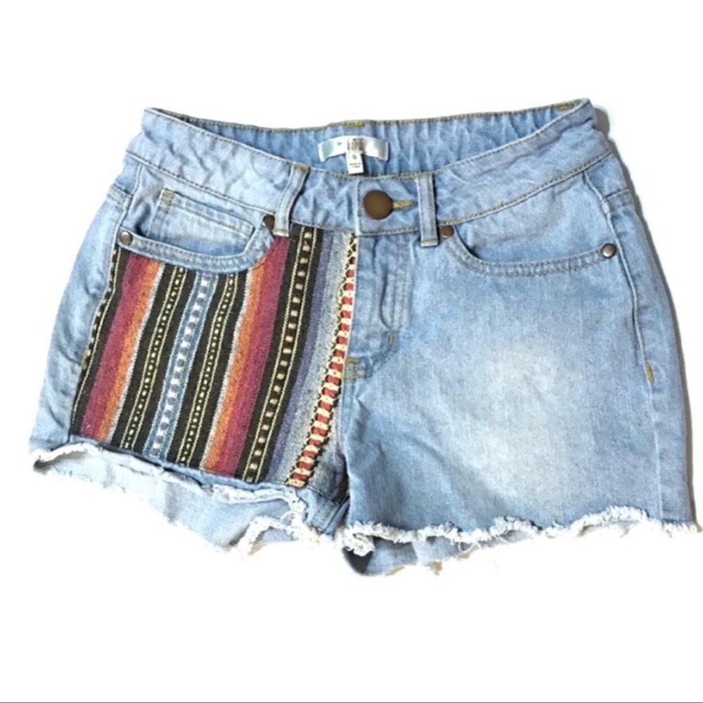 Temporary SALE Tribal festive blue jean shorts